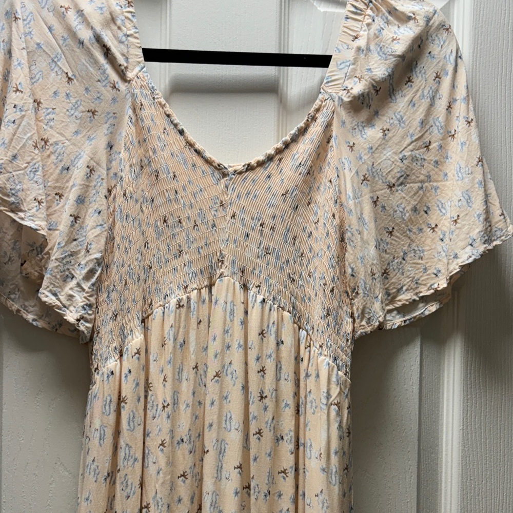 Floral Beige Maxi Dress